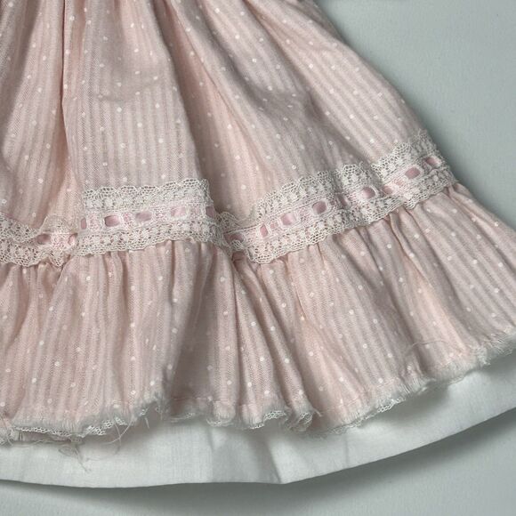 Vintage Toddle Tyke Dress Size 3 Months Pink Ruffle Collar Lace Short Sleeve - Picture 4 of 11